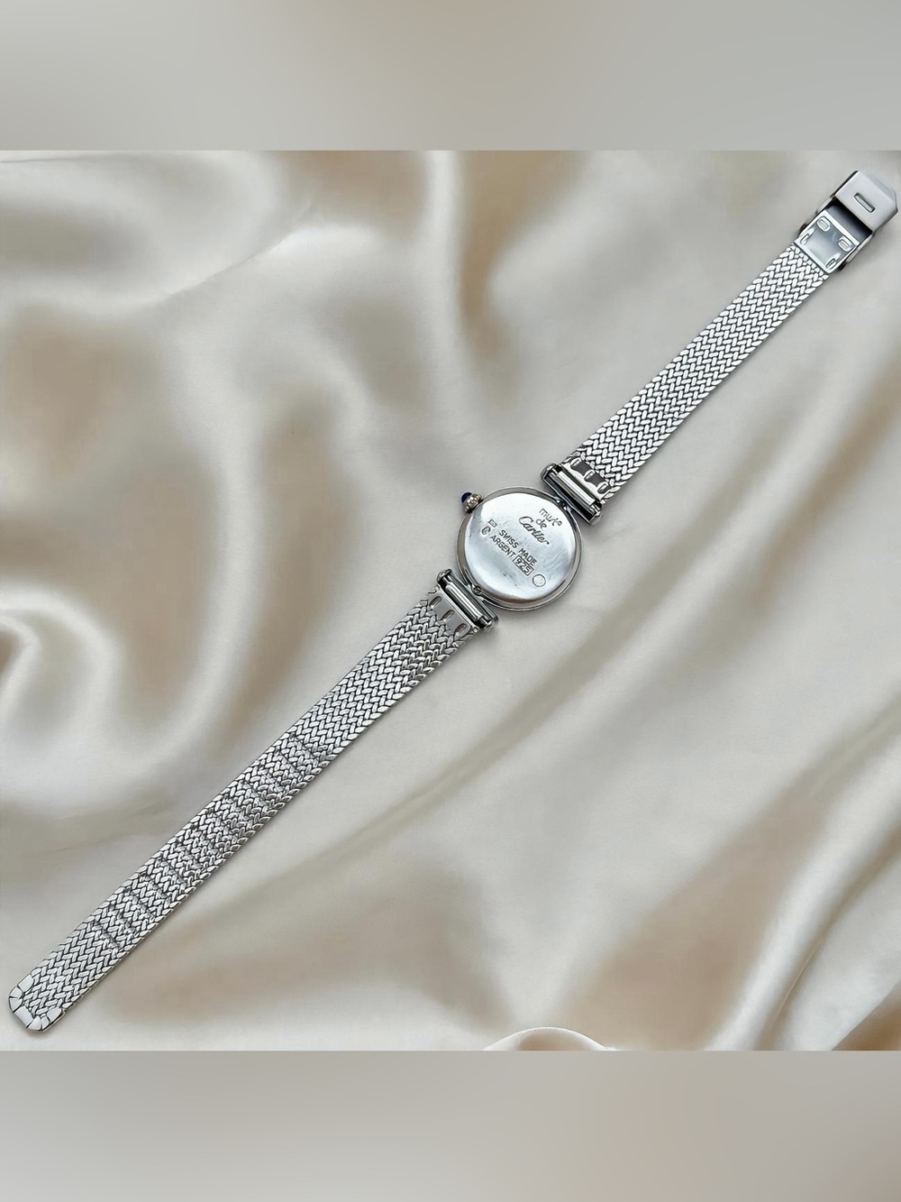 AUTHENTIC VINTAGE CARTIER SILVER WATCH - WITH BOX - Picture 7 of 8